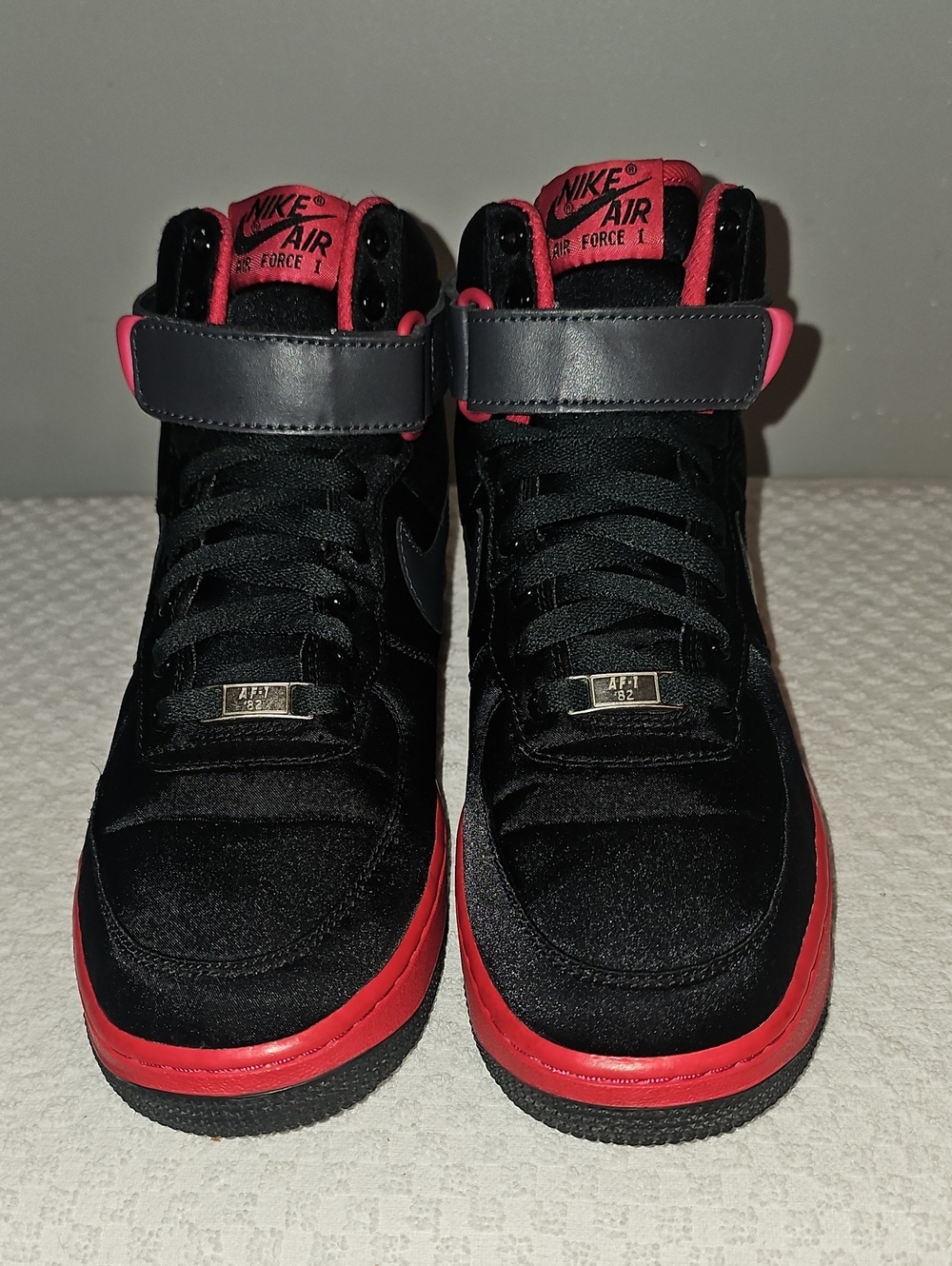 Nike Air Force 1 Black Satin And Pink Size 9 No Original Box